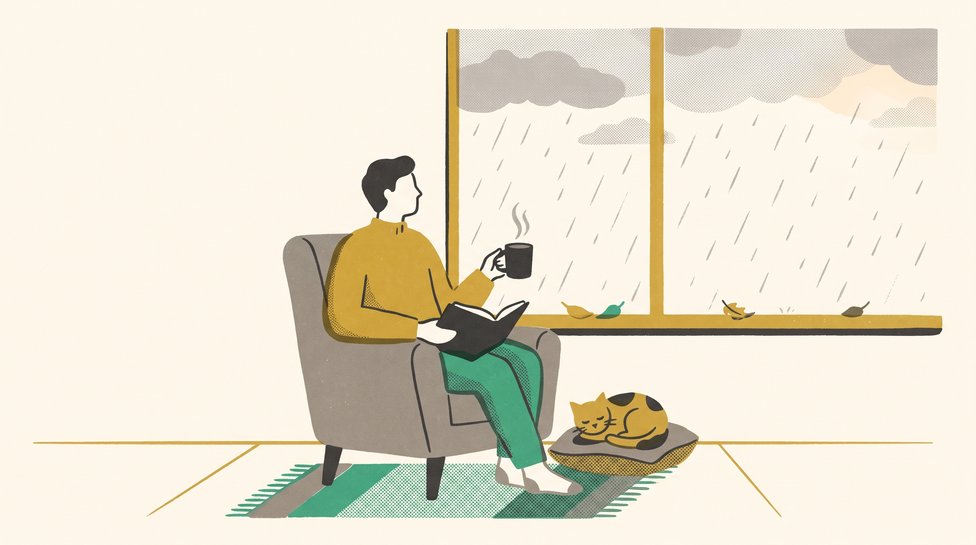A person reading by a window during a long autumn rain; BTC, ETH and SOL daily MACDs bearish since Sep 28 to Oct 1